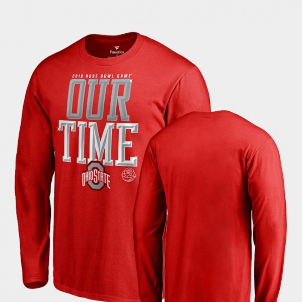 Ohio State Buckeyes Men's Long Sleeve Counter Rose Bowl 2019 Bound Scarlet College Football T-Shirt 2404PDVR1